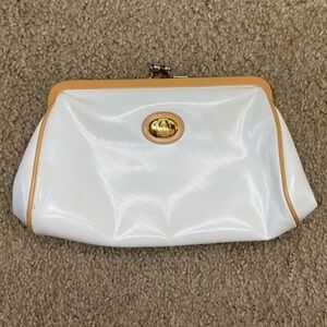 Mark Cross White And Tan Trim Clutch